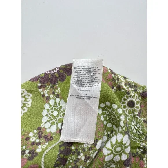 Aritzia WILFRED Bellow Green Floral Crepe Gathered Bust Midi Slip Dress, Size 2 - Picture 10 of 15